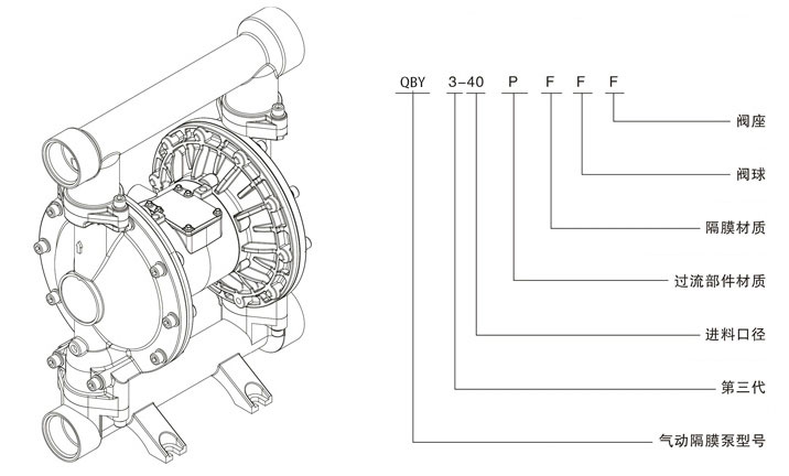 不銹鋼氣動(dòng)隔膜泵型號(hào)意義圖